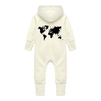 Welt travel world trip map retro - Baby Bio Sweat Overall mit Kapuze - Vanille-Milchshake - Hinten