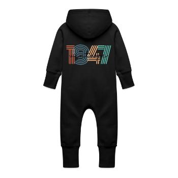 1947 Vintage Retro - Baby Organic Sweat Overalls With Hood - vanilla - Back