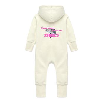 Trout Pick Me - Baby Organic Sweat Overalls With Hood - vanilla - Back