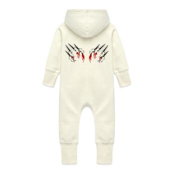 claw - Baby Organic Sweat Overalls With Hood - vanilla - Back