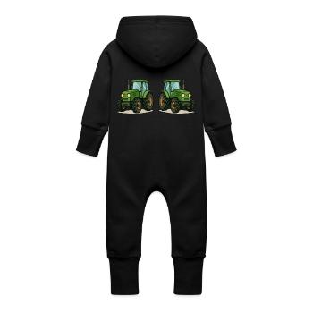 Tractor 2 - Baby Organic Sweat Overalls With Hood - vanilla - Back
