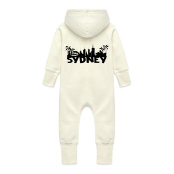 Sydney skyline - Baby Organic Sweat Overalls With Hood - vanilla - Back