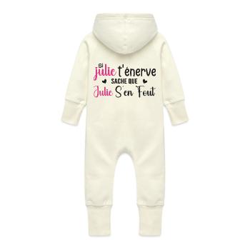 Julie - Baby Bio Sweat Overall mit Kapuze - Vanille-Milchshake - Hinten