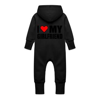 I love my girlfriend - Grenouillère à capuche bio en molleton Bébé - vanille - Dos