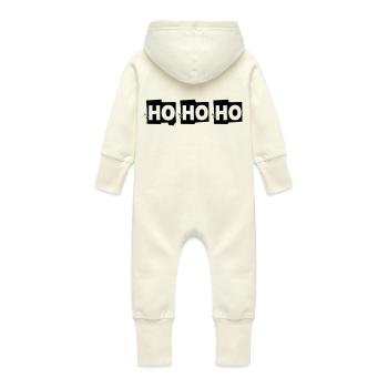 Ho ho ho Christmas Santa Claus - Baby Organic Sweat Overalls With Hood - vanilla - Back