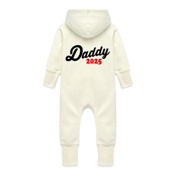Daddy 2025 - Grenouillère à capuche bio en molleton Bébé - vanille - Dos