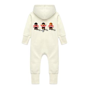 Soccer Red and - Baby Organic Sweat Overalls With Hood - vanilla - Back