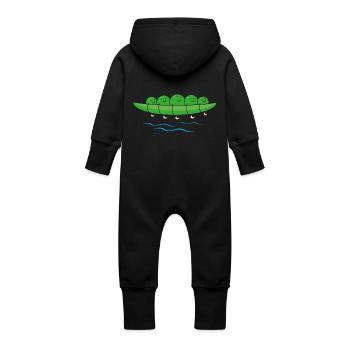 Pea Canoe - Baby Organic Sweat Overalls With Hood - vanilla - Back