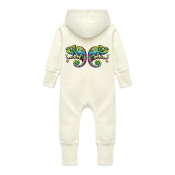 chameleons - Baby Organic Sweat Overalls With Hood - vanilla - Back