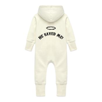 he_saved_me_001 - Grenouillère à capuche bio en molleton Bébé - vanille - Dos