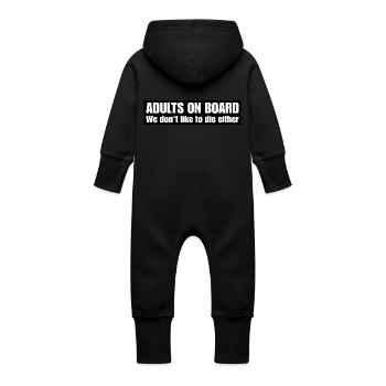 Autocollants pour voitures: Adultes à bord [Français] - Grenouillère à capuche bio en molleton Bébé - vanille - Dos
