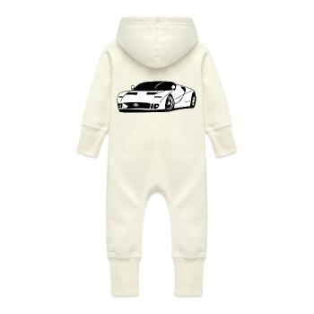 White sport car - Baby Organic Sweat Overalls With Hood - vanilla - Back