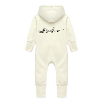 Airplane - Baby Organic Sweat Overalls With Hood - vanilla - Back