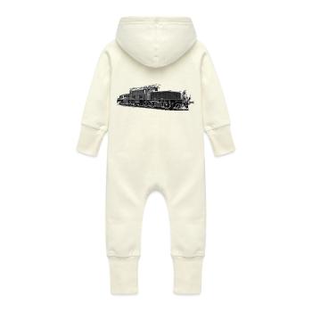 Locomotive crocodile Be 6/8 - Baby Organic Sweat Overalls With Hood - vanilla - Back