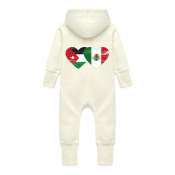 Jordan Mexico Flag Heart Used - Baby Organic Sweat Overalls With Hood - vanilla - Back