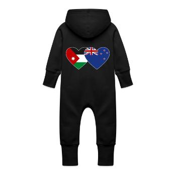 Drapeau de la Jordanie Nouvelle-Zélande Coeur - Grenouillère à capuche bio en molleton Bébé - vanille - Dos