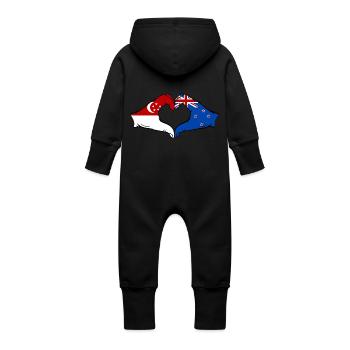 Singapur Neuseeland Flagge Hände Herzform - Baby Bio Sweat Overall mit Kapuze - Vanille-Milchshake - Hinten