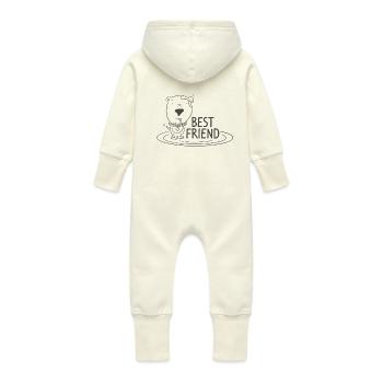 Meilleur ami / Chien / Meilleur ami de l’homme - Grenouillère à capuche bio en molleton Bébé - vanille - Dos