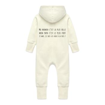 phrase de bébé - Grenouillère à capuche bio en molleton Bébé - vanille - Dos