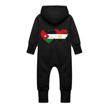 Jordanie Égypte Drapeau Coeur Utilisé - Grenouillère à capuche bio en molleton Bébé - vanille - Dos