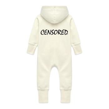 censored - Baby Organic Sweat Overalls With Hood - vanilla - Back