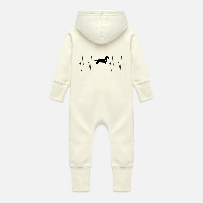 Dackel Herzschlag - Baby Bio Sweat Overall mit Kapuze - Vanille-Milchshake