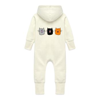 Cat concert (b) - Baby Organic Sweat Overalls With Hood - vanilla - Back