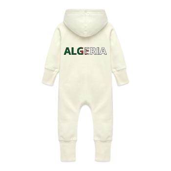 Algeria Flag - Baby Organic Sweat Overalls With Hood - vanilla - Back