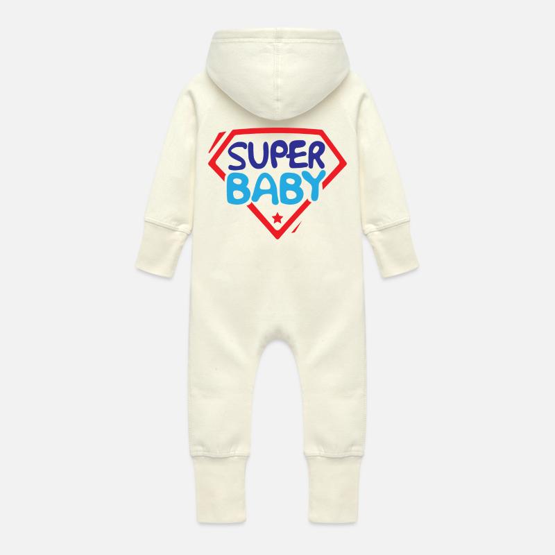 Super bébé - Grenouillère à capuche bio en molleton Bébé - vanille