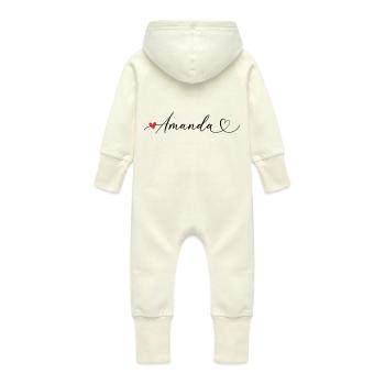 Amanda Nom Prénom Calligraphie coeur - Grenouillère à capuche bio en molleton Bébé - vanille - Dos