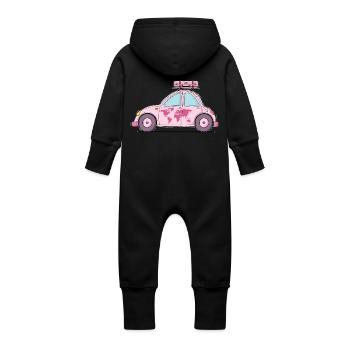 Voiture avec valise Coeur Rose - Grenouillère à capuche bio en molleton Bébé - vanille - Dos