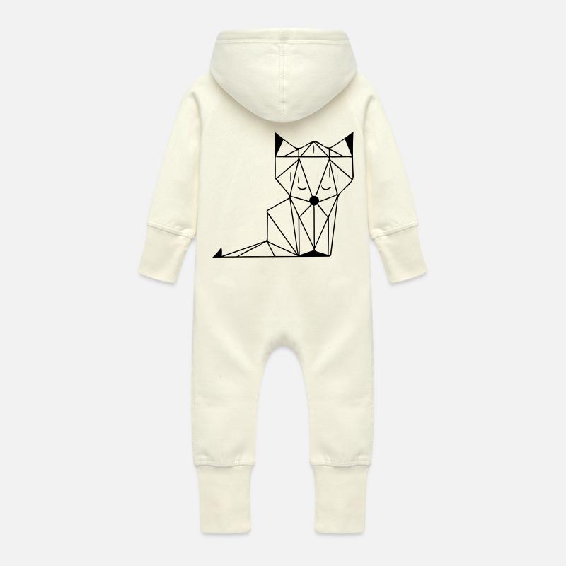 Renard - Grenouillère à capuche bio en molleton Bébé - vanille