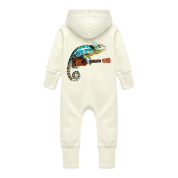 Chamäleon mit Ukulele - Baby Bio Sweat Overall mit Kapuze - Vanille-Milchshake - Hinten