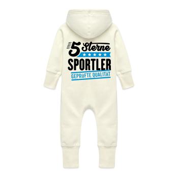 5Sterne Sportler - Baby Bio Sweat Overall mit Kapuze - Vanille-Milchshake - Hinten