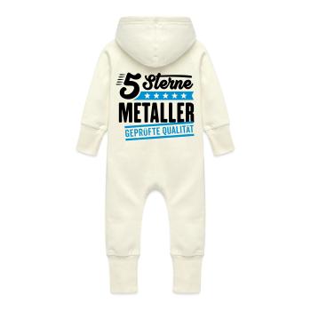 5Sterne Metaller - Baby Bio Sweat Overall mit Kapuze - Vanille-Milchshake - Hinten