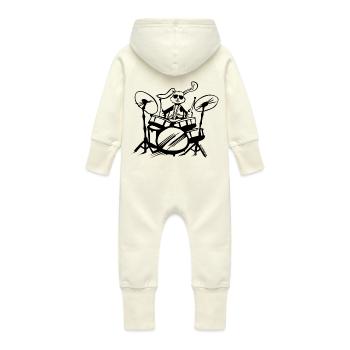 tambours batteur tambours pilon lièvre - Grenouillère à capuche bio en molleton Bébé - vanille - Dos