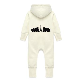 Eiffel Tower - Baby Organic Sweat Overalls With Hood - vanilla - Back
