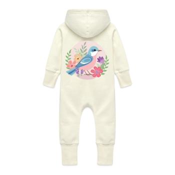 Blooming Bird - Baby Bio Sweat Overall mit Kapuze - Vanille-Milchshake - Hinten
