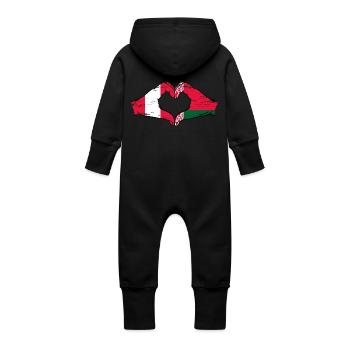 Pérou Biélorussie drapeau mains forme de coeur utilisé - Grenouillère à capuche bio en molleton Bébé - vanille - Dos