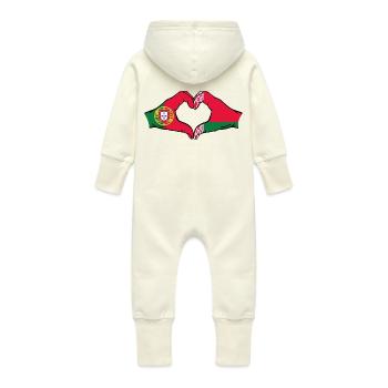 Portugal Biélorussie drapeau mains forme coeur - Grenouillère à capuche bio en molleton Bébé - vanille - Dos