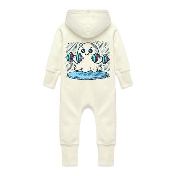 fitness avec haltères - Grenouillère à capuche bio en molleton Bébé - vanille - Dos