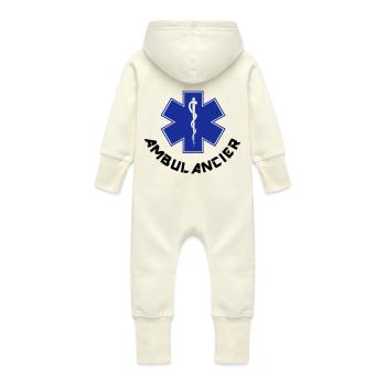 ambulancier logo - Grenouillère à capuche bio en molleton Bébé - vanille - Dos