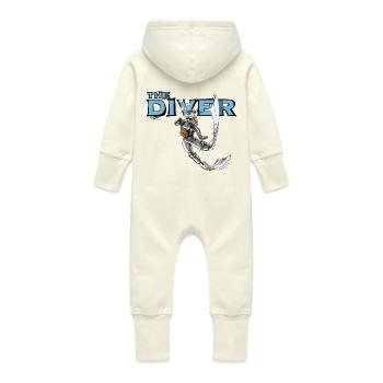 the_diver - Grenouillère à capuche bio en molleton Bébé - vanille - Dos