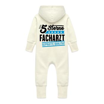 5Sterne Facharzt - Baby Bio Sweat Overall mit Kapuze - Vanille-Milchshake - Hinten