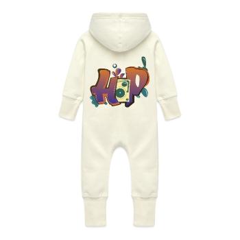 HIP HOP - Baby Organic Sweat Overalls With Hood - vanilla - Back