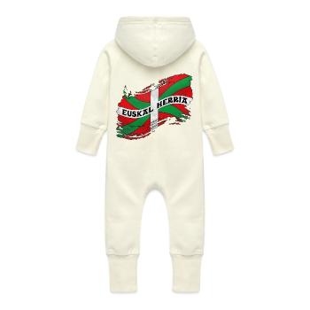 Drapeau Basque - Grenouillère à capuche bio en molleton Bébé - vanille - Dos