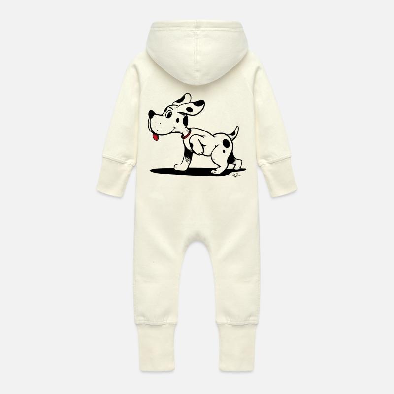 petit chien doux gentil 🐶 - Grenouillère à capuche bio en molleton Bébé - vanille