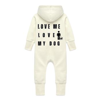 Aime-moi, aime mon chien - Grenouillère à capuche bio en molleton Bébé - vanille - Dos