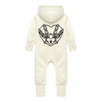 Herz Schloss Gefühlskalt Blockade Goth Gothic Emo - Baby Bio Sweat Overall mit Kapuze - Vanille-Milchshake - Hinten