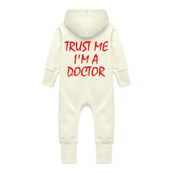 trust me im a doctor - Grenouillère à capuche bio en molleton Bébé - vanille - Dos